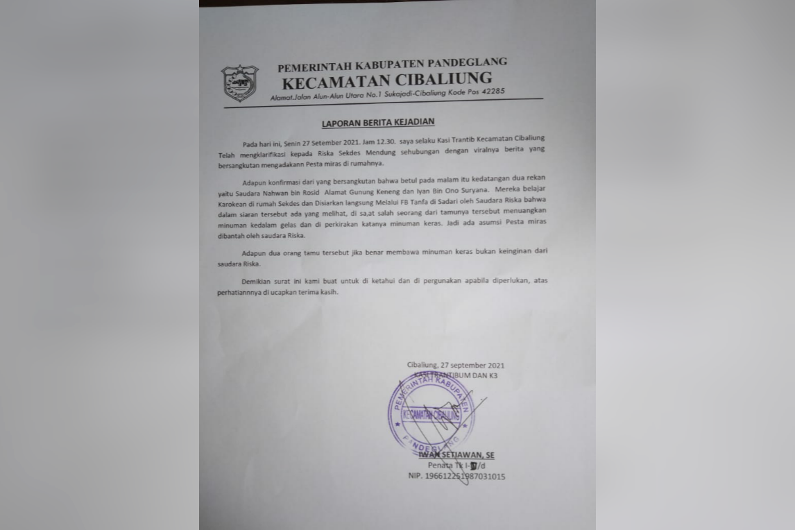 Oknum Sekdes Pesta Miras